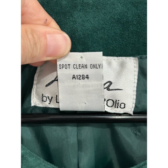 Linea By Louis DellOlio Size XL Teal Suede Embellished Jacket Zipper Pockets - Picture 9 of 11